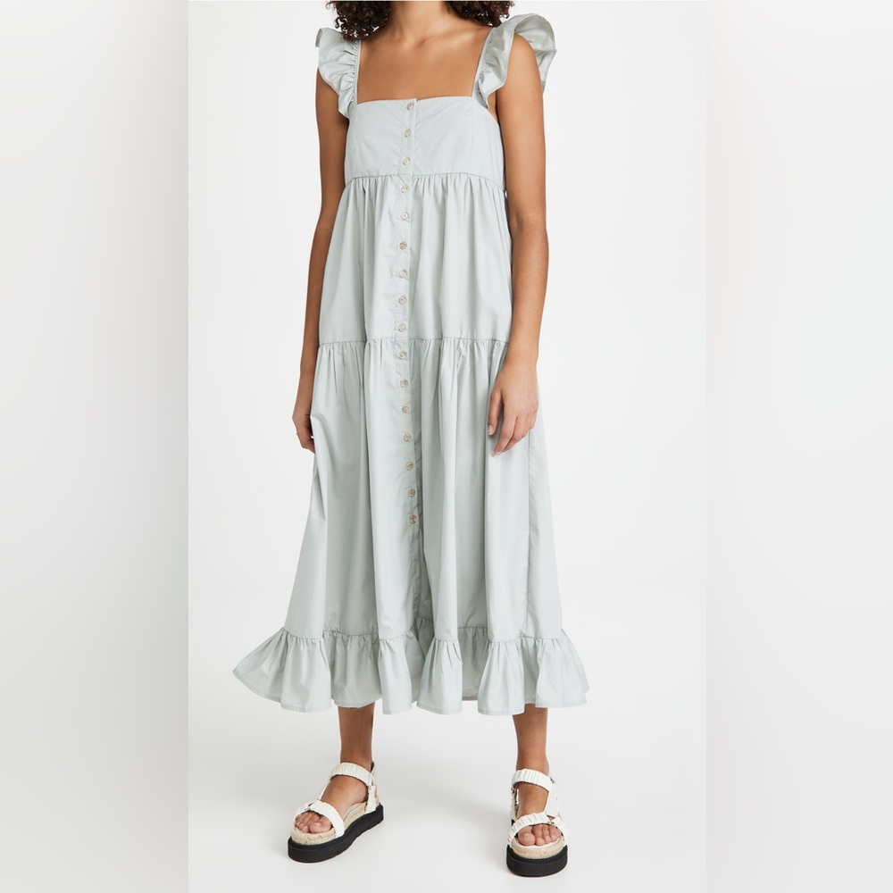 En Saison Light Sage Green Ruffle Midi Maxi Dress